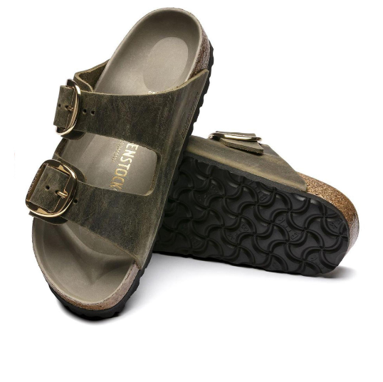 Birkenstock Arizona Big Buckle Oiled Leather Jade Sandals