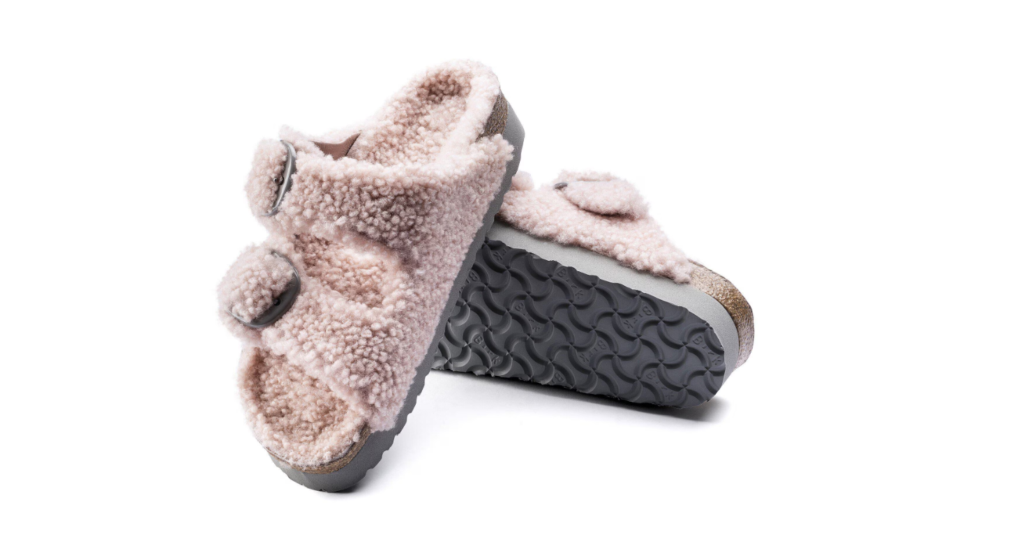Birkenstock Arizona Big Buckle Shearling Teddy Crystal Rose Sandals