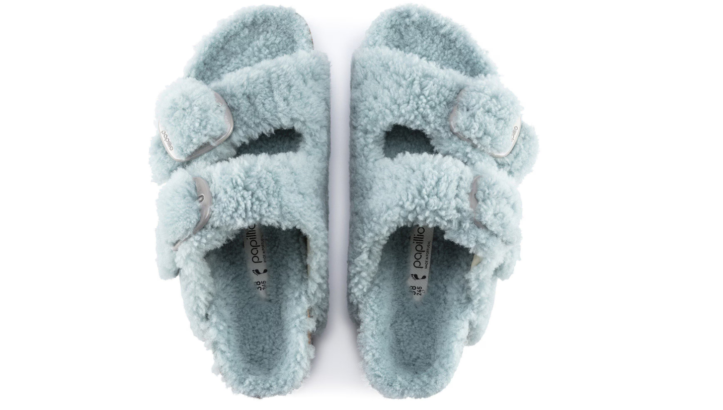 Birkenstock Arizona Big Buckle Teddy Shearling Faded Aqua