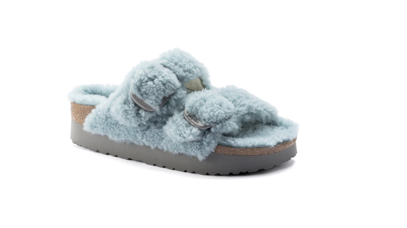 Birkenstock Arizona Big Buckle Teddy Shearling Faded Aqua