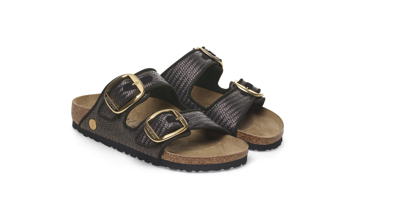 Birkenstock Arizona Big Buckle Raffia Black Sandals