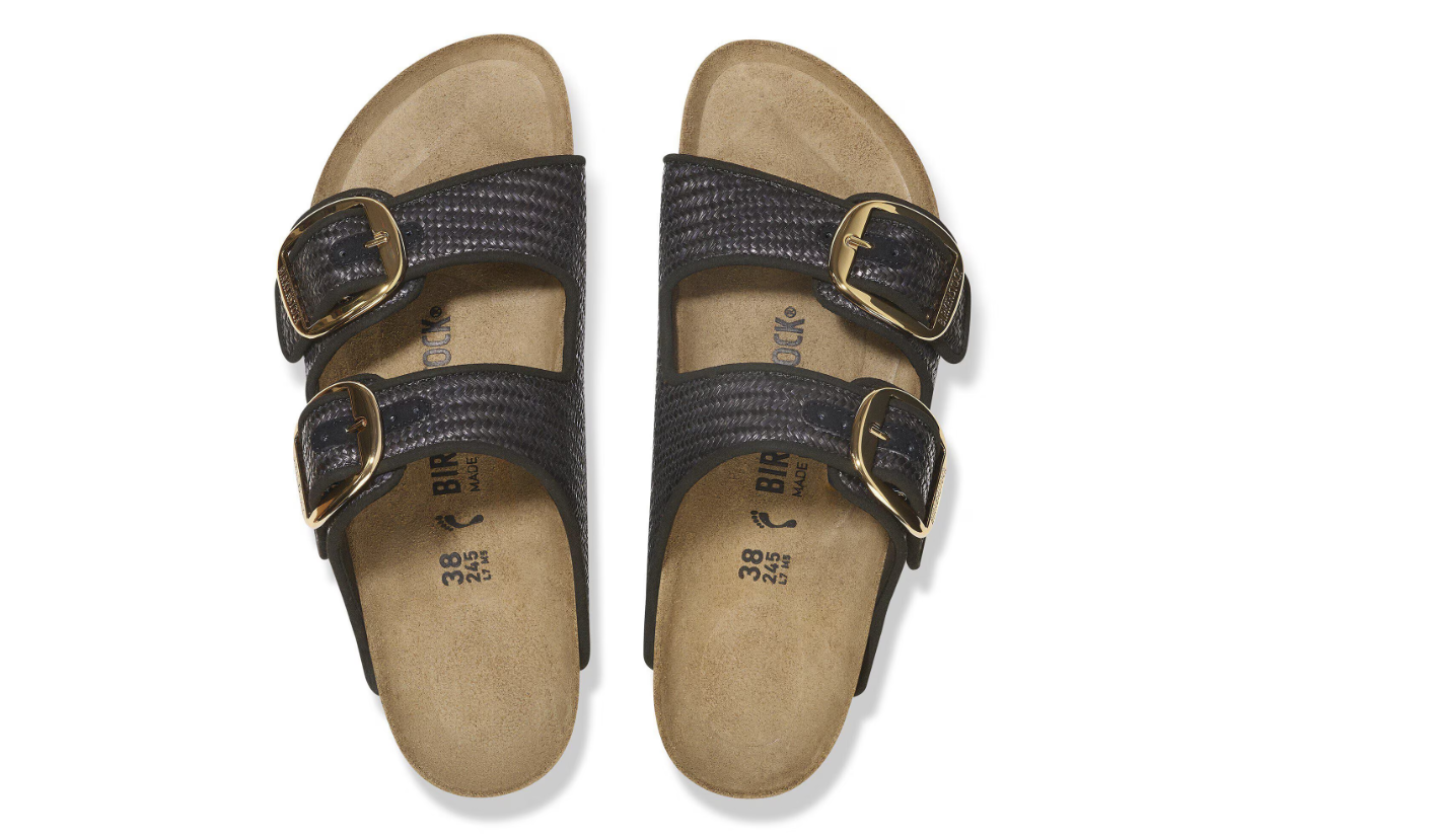 Birkenstock Arizona Big Buckle Raffia Black Sandals