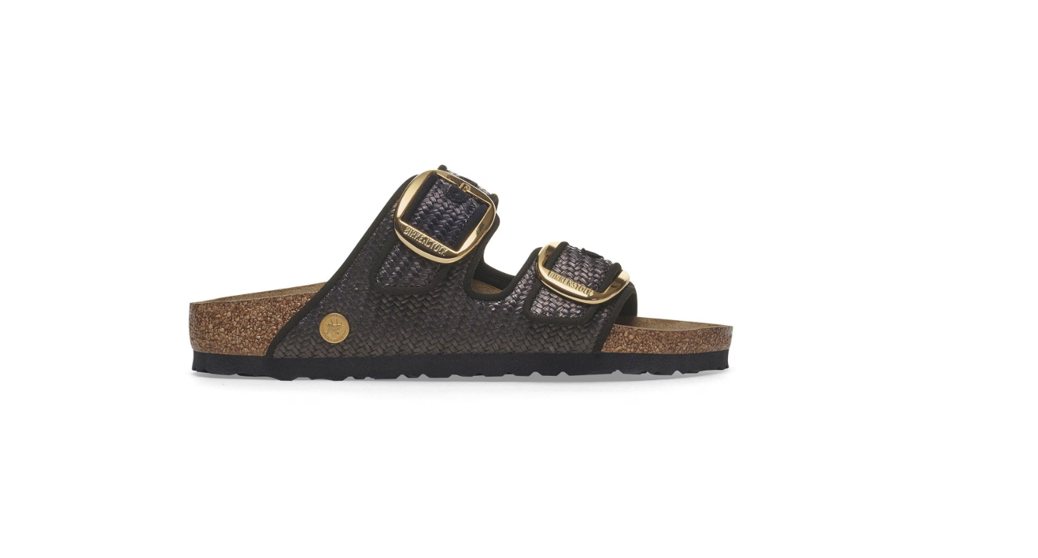 Birkenstock Arizona Big Buckle Raffia Black Sandals