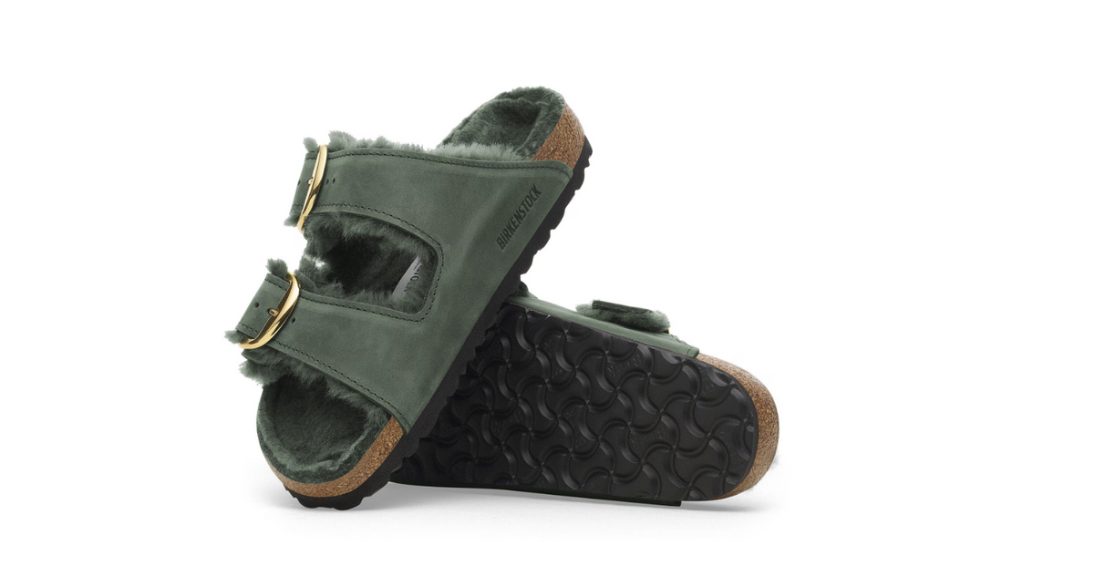Birkenstock Arizona Big Buckle Shearling Oiled Leather Thyme