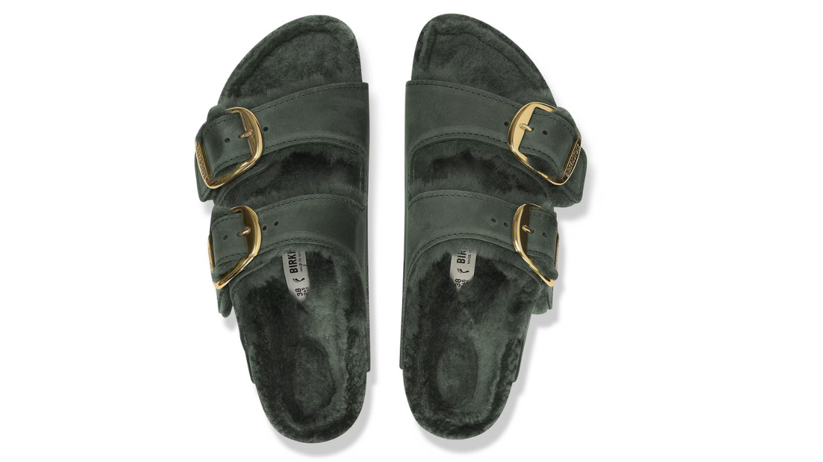 Birkenstock Arizona Big Buckle Shearling Oiled Leather Thyme