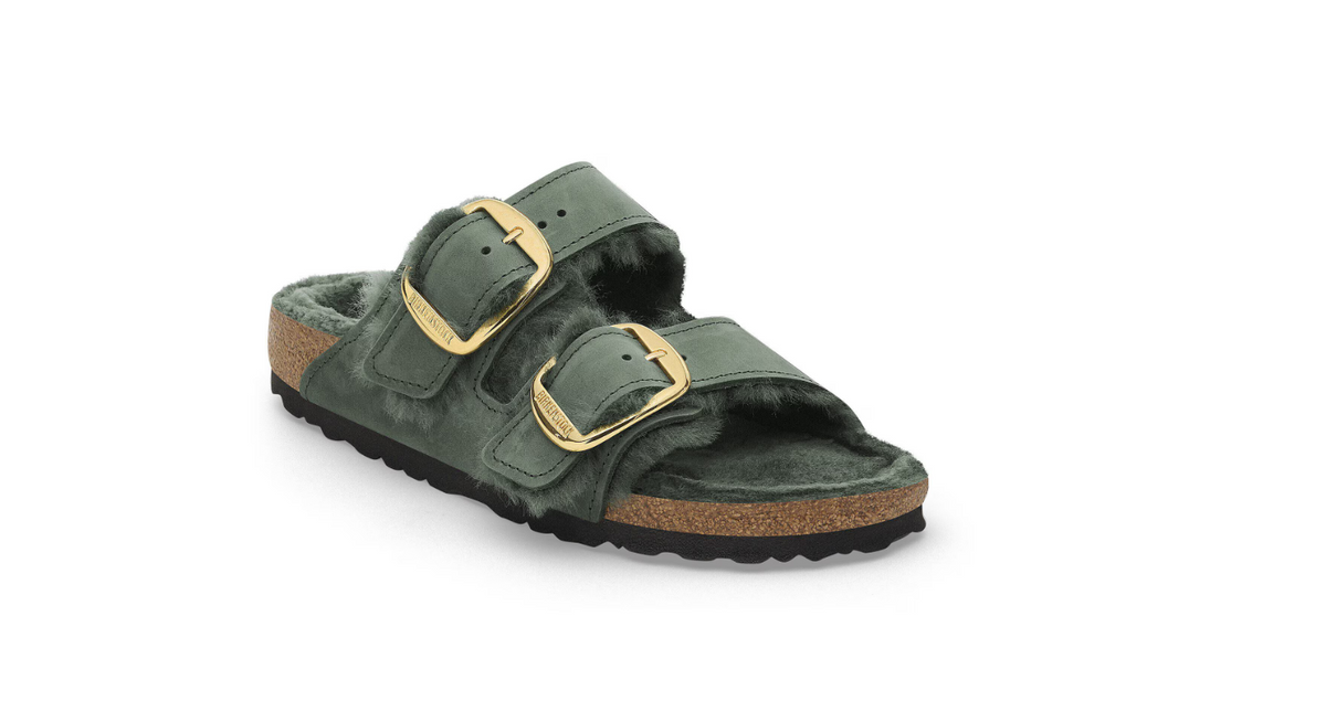 Birkenstock Arizona Big Buckle Shearling Oiled Leather Thyme