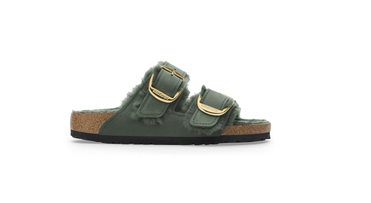 Birkenstock Arizona Big Buckle Shearling Oiled Leather Thyme