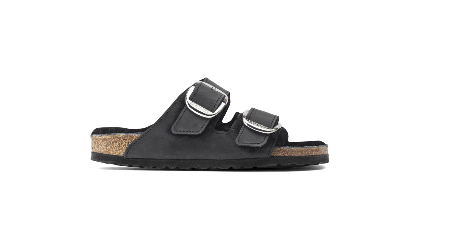 Birkenstock Arizona Big Buckle Shearling Oiled Leather Black
