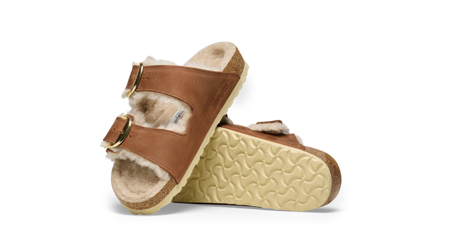 Birkenstock Arizona Big Buckle Shearling Oiled Leather Cognac