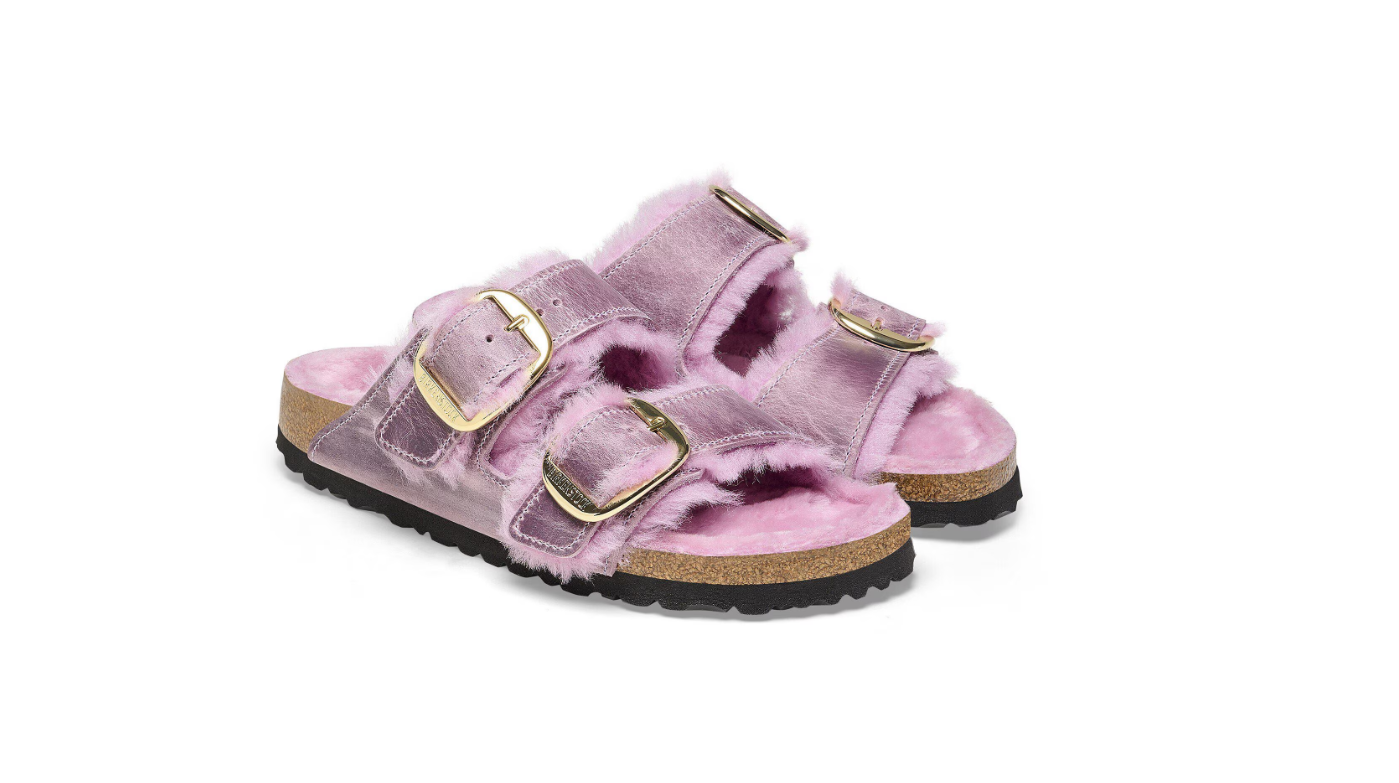 Birkenstock Arizona Big Buckle Shearling Oiled Leather Lavender