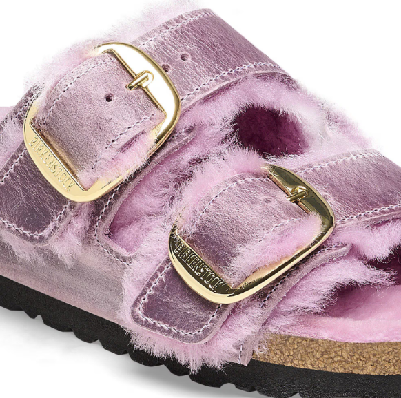 Birkenstock Arizona Big Buckle Shearling Oiled Leather Lavender