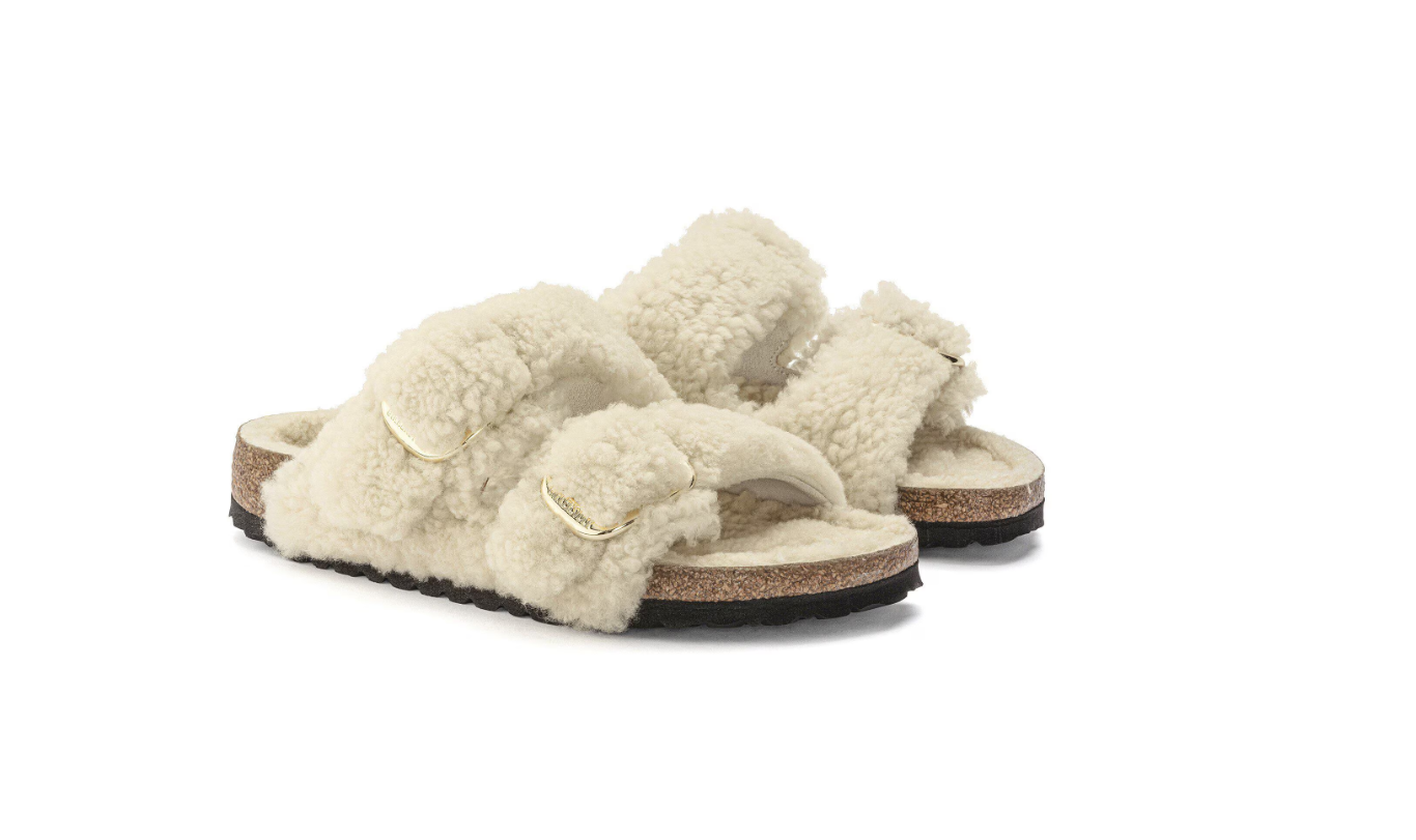 Birkenstock Arizona Big Buckle Shearling Teddy Eggshell