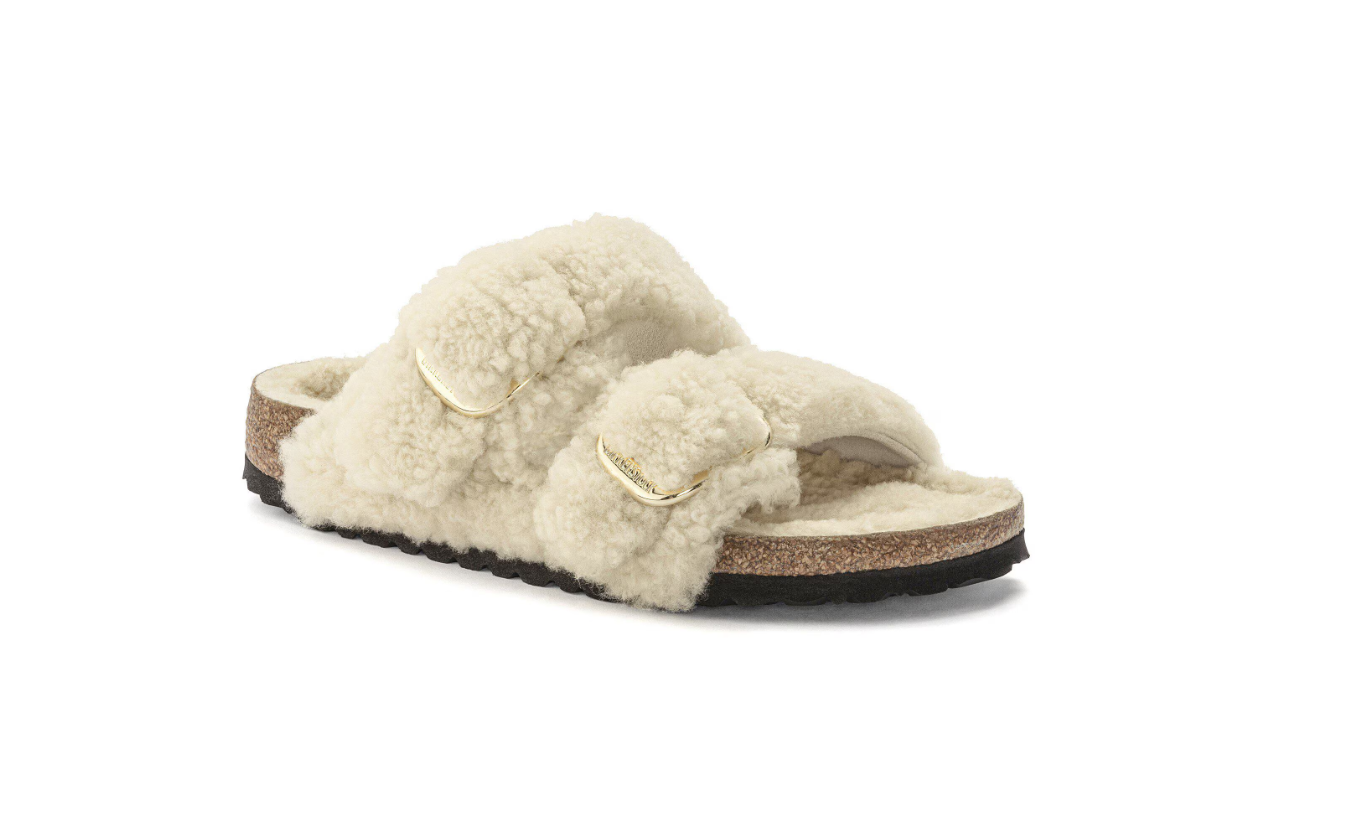 Birkenstock Arizona Big Buckle Shearling Teddy Eggshell