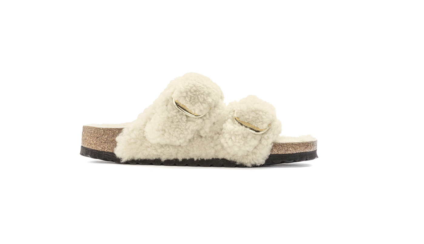 Birkenstock Arizona Big Buckle Shearling Teddy Eggshell