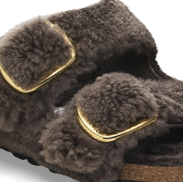 Birkenstock Arizona Big Buckle Shearling Concrete Gray Sandals