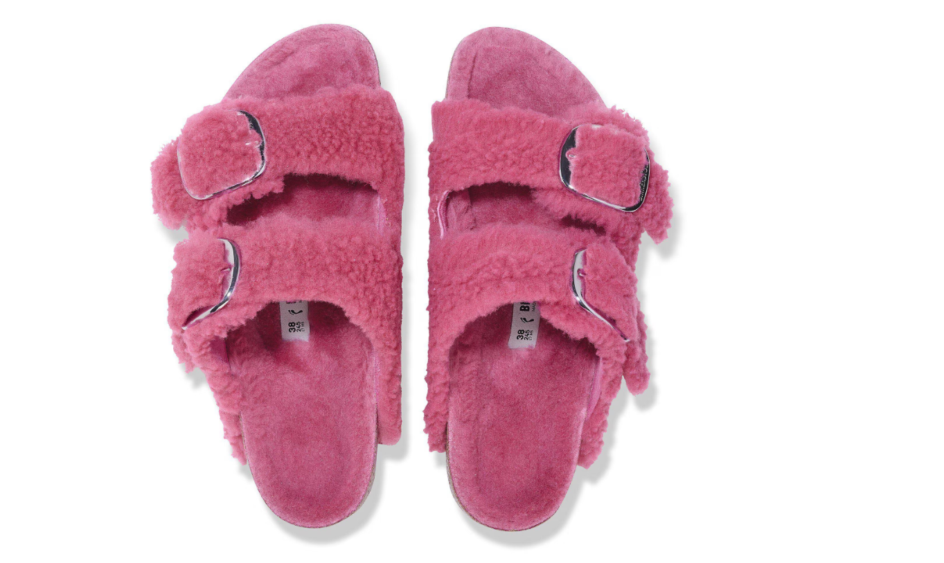 Birkenstock Arizona Big Buckle Shearling Fuchsia Tulip Sandals