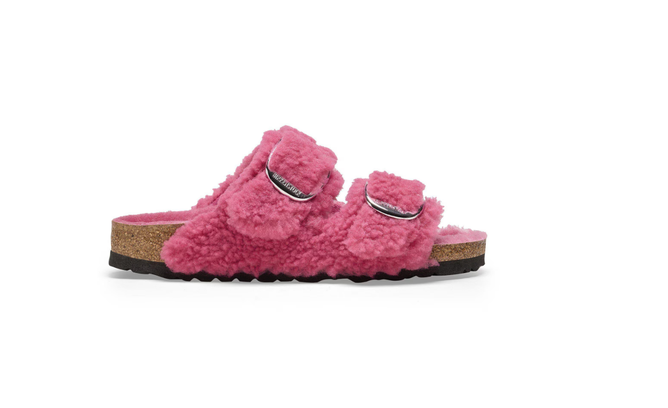 Birkenstock Arizona Big Buckle Shearling Fuchsia Tulip Sandals