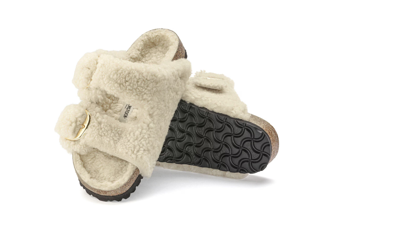 Birkenstock Arizona Big Buckle Shearling Teddy Eggshell Sandals