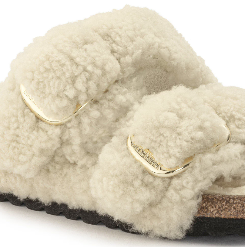 Birkenstock Arizona Big Buckle Shearling Teddy Eggshell Sandals