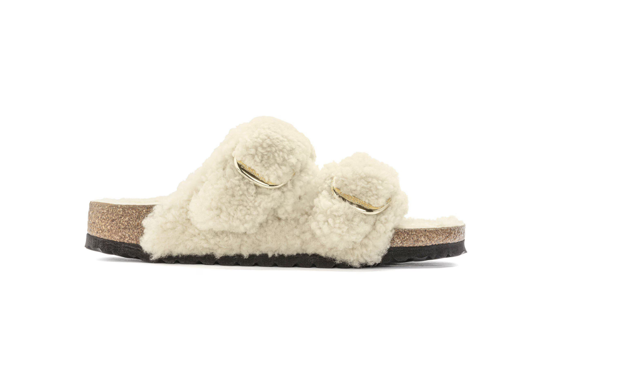 Birkenstock Arizona Big Buckle Shearling Teddy Eggshell Sandals