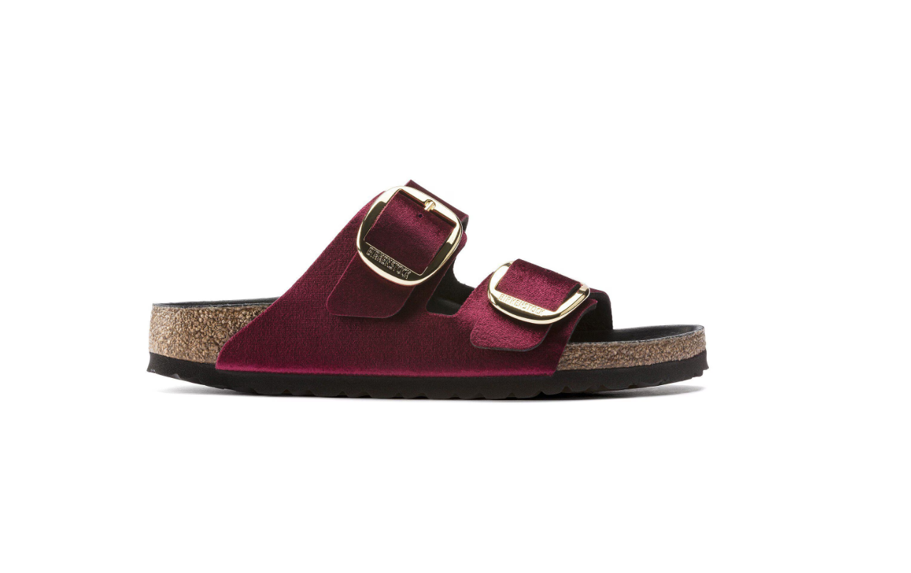Birkenstock Arizona Big Buckle Velvet Maroon Sandals