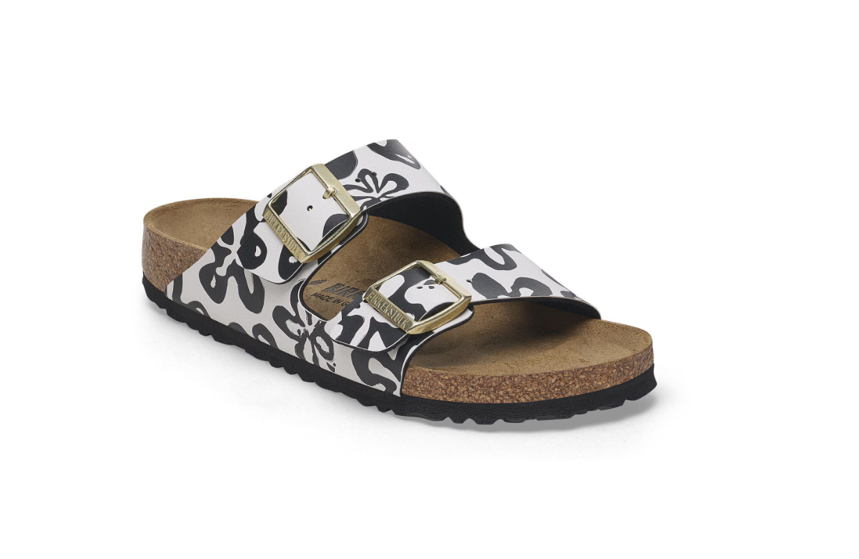 Birkenstock Arizona Birko-Flor Blooms White Black