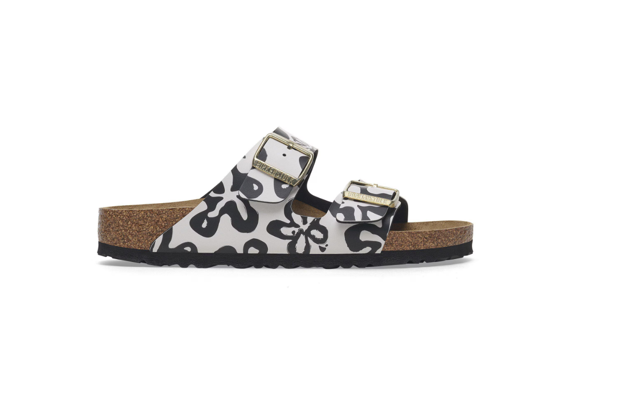 Birkenstock Arizona Birko-Flor Blooms White Black