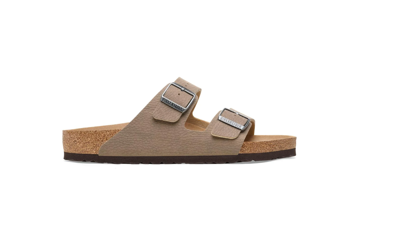 Birkenstock Arizona Vegan Desert Dust Gray Taupe Brown Sandals