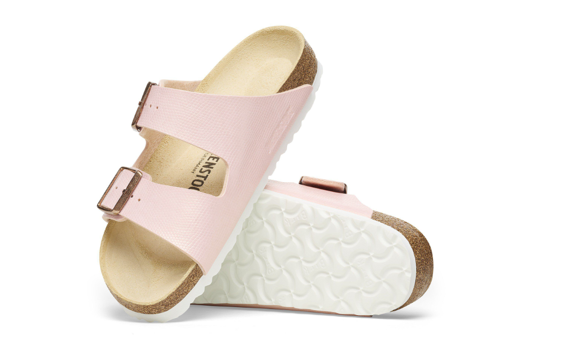 Birkenstock Arizona Birko-Flor Embossed Shiny Lizard Light Rose