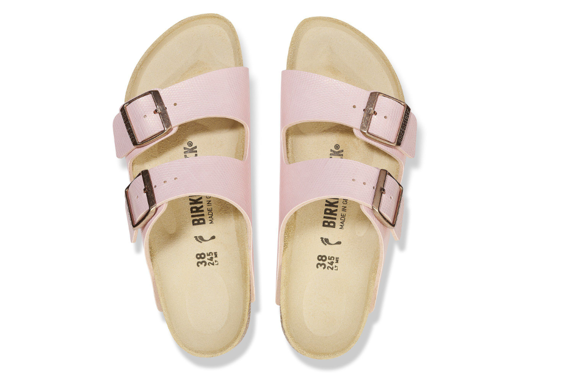 Birkenstock Arizona Birko-Flor Embossed Shiny Lizard Light Rose