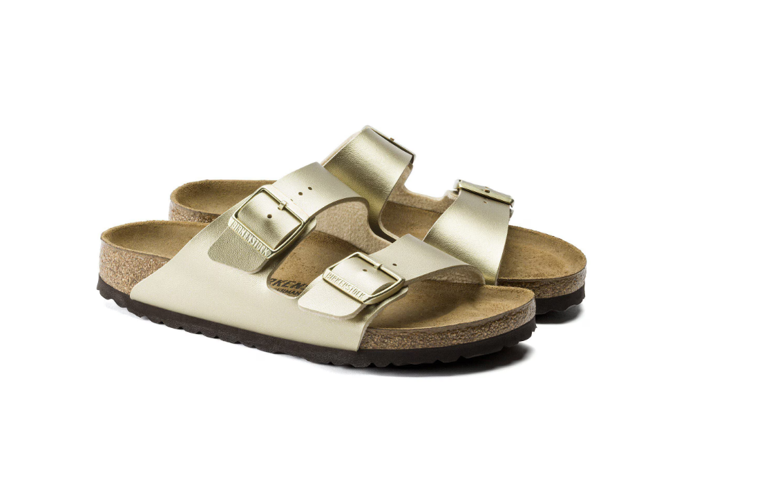 Birkenstock Arizona Birko-Flor Metallic Gold Sandals