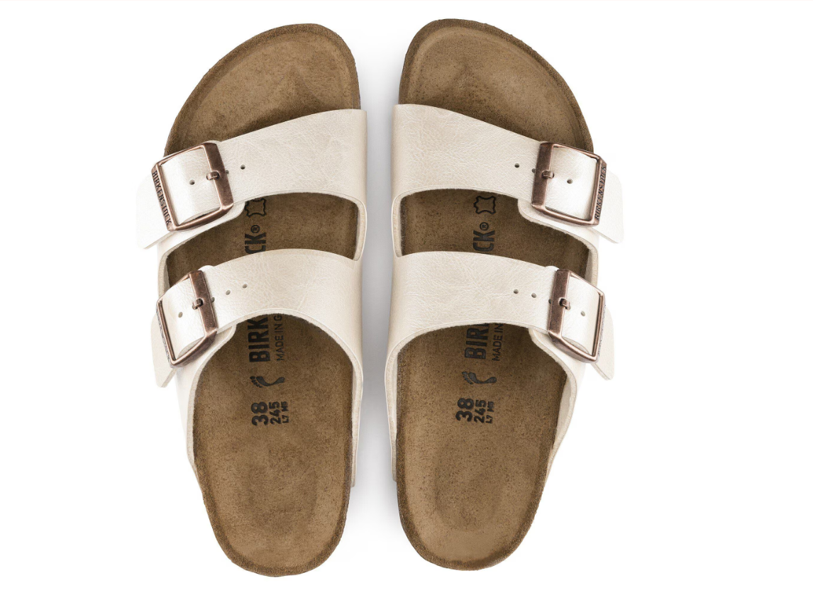 Birkenstock Arizona Birko-Flor Graceful Pearl White Sandals