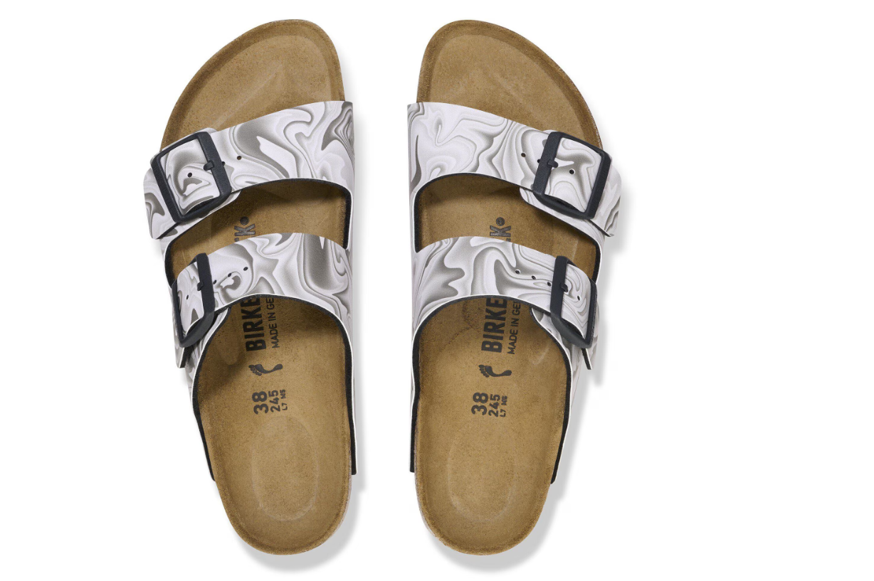Birkenstock Arizona Birko-Flor Marbletwirl Black White Sandals