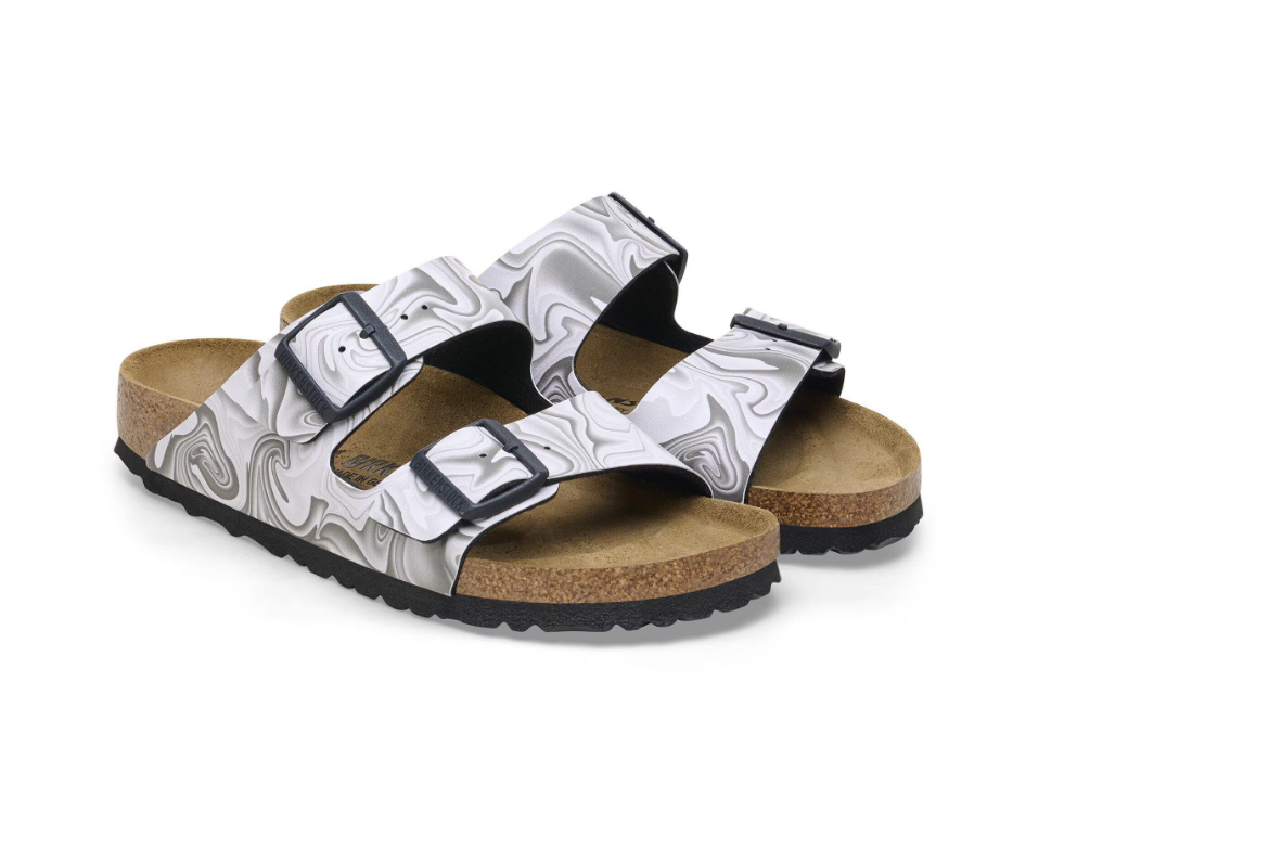 Birkenstock Arizona Birko-Flor Marbletwirl Black White Sandals
