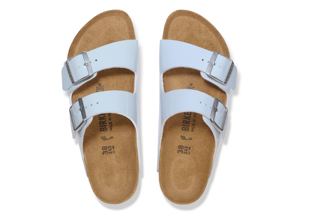 Birkenstock Arizona Birko-Flor Patent Baby Blue Patent Sandals