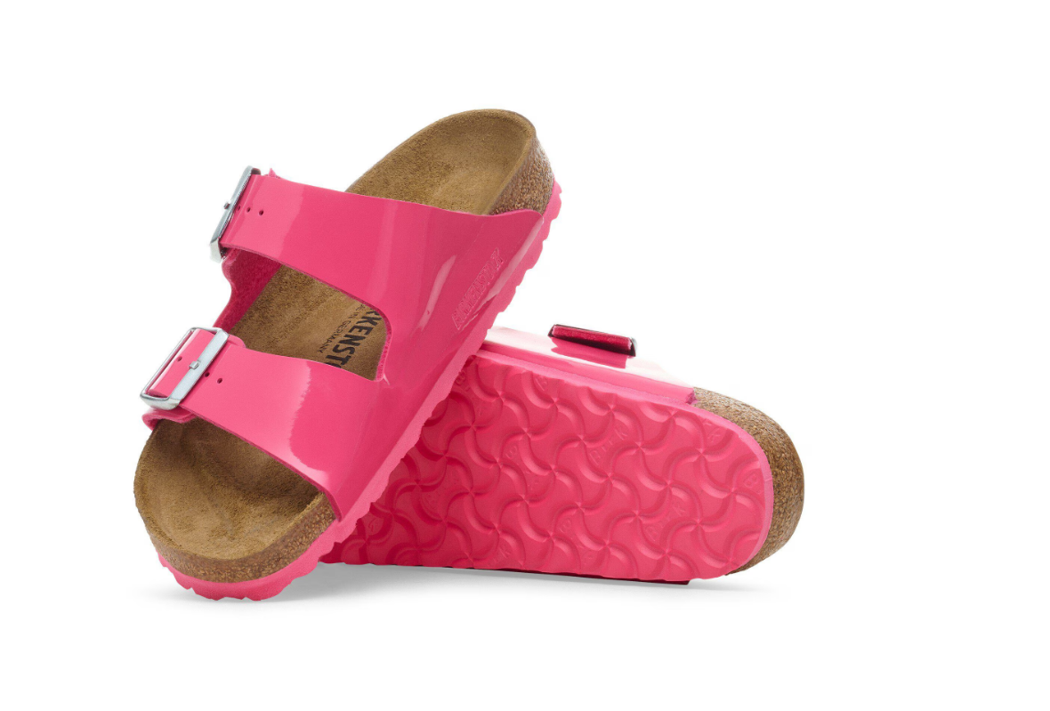Birkenstock Arizona Birko-Flor Patent Fuchsia Tulip Sandals