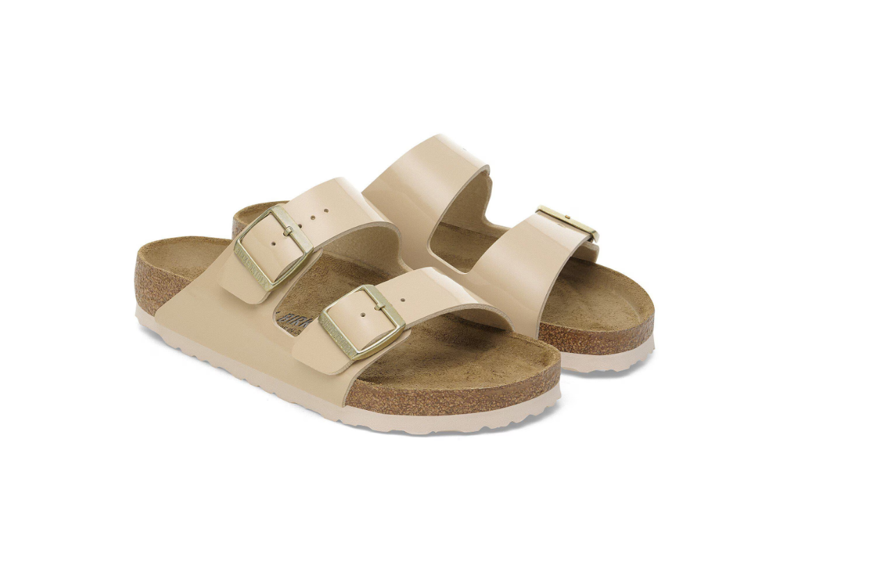 Birkenstock Arizona Birko-Flor Patent Sandals Sand