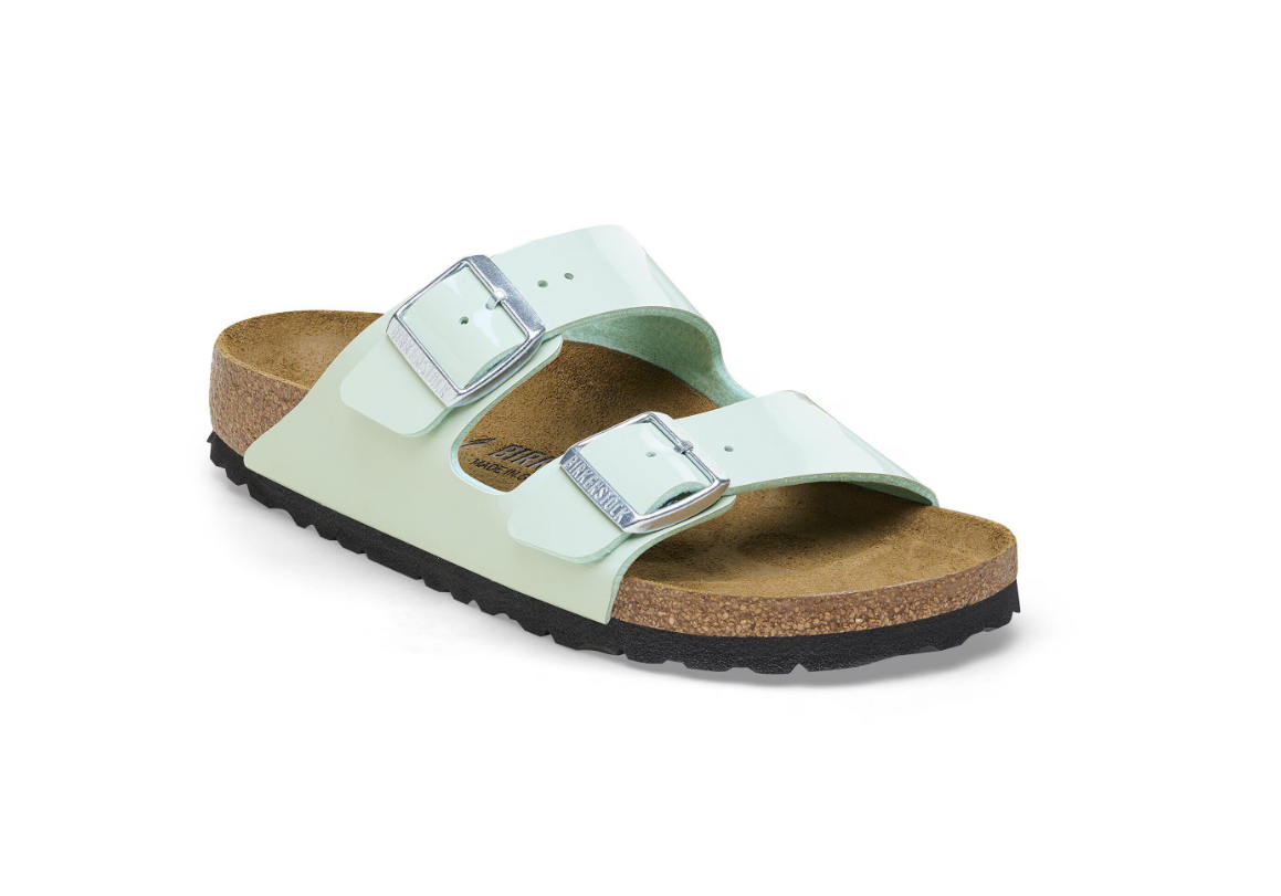 Birkenstock Arizona Birko-Flor Patent Surf Green Sandals