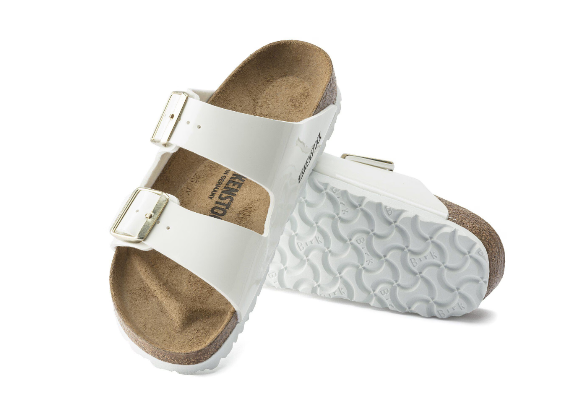 Birkenstock Arizona Birko-Flor Patent White Sandals