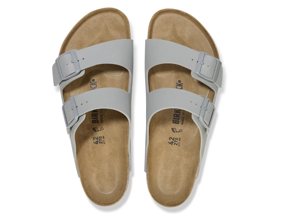 Birkenstock Arizona Birko-Flor Saffiano Stone Coin Sandals