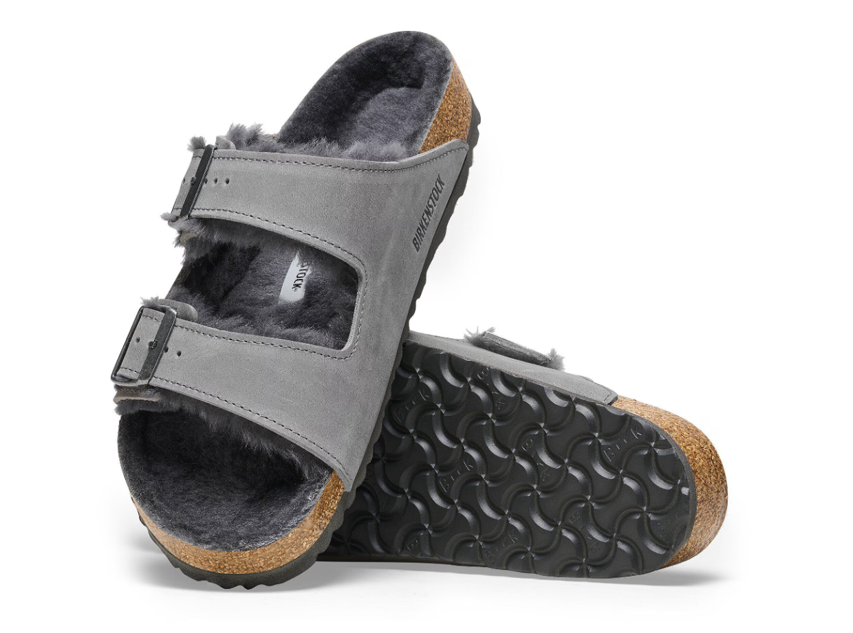 Birkenstock Arizona Shearling Oiled Leather Iron Sandals