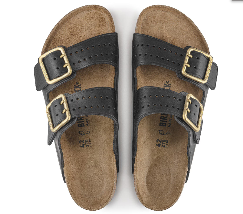 Birkenstock Arizona Bold Natural Leather Black Sandals