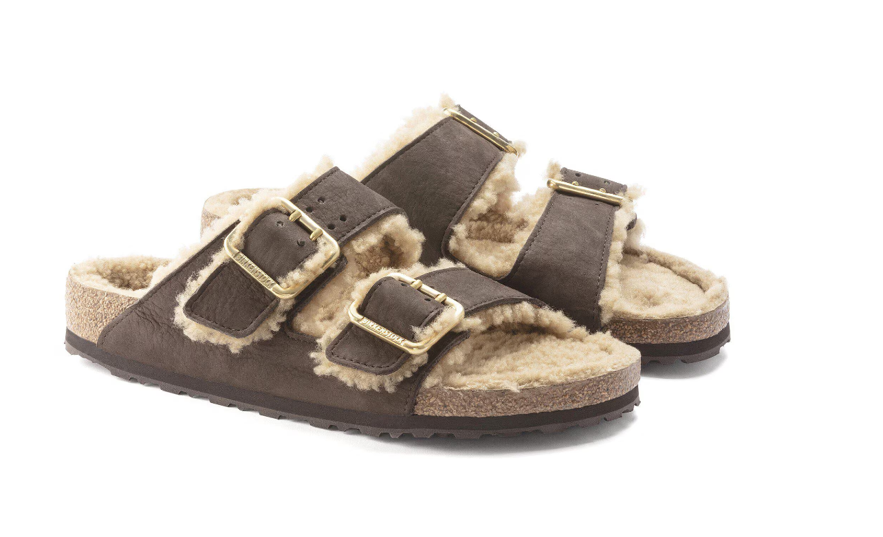 Birkenstock Arizona Bold Shearling Nubuck Leather Espresso