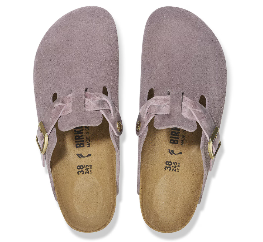 Birkenstock Boston Braided Suede Leather Clogs Faded Purple