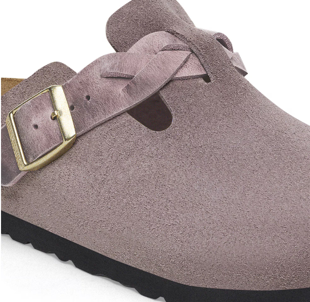 Birkenstock Boston Braided Suede Leather Clogs Faded Purple