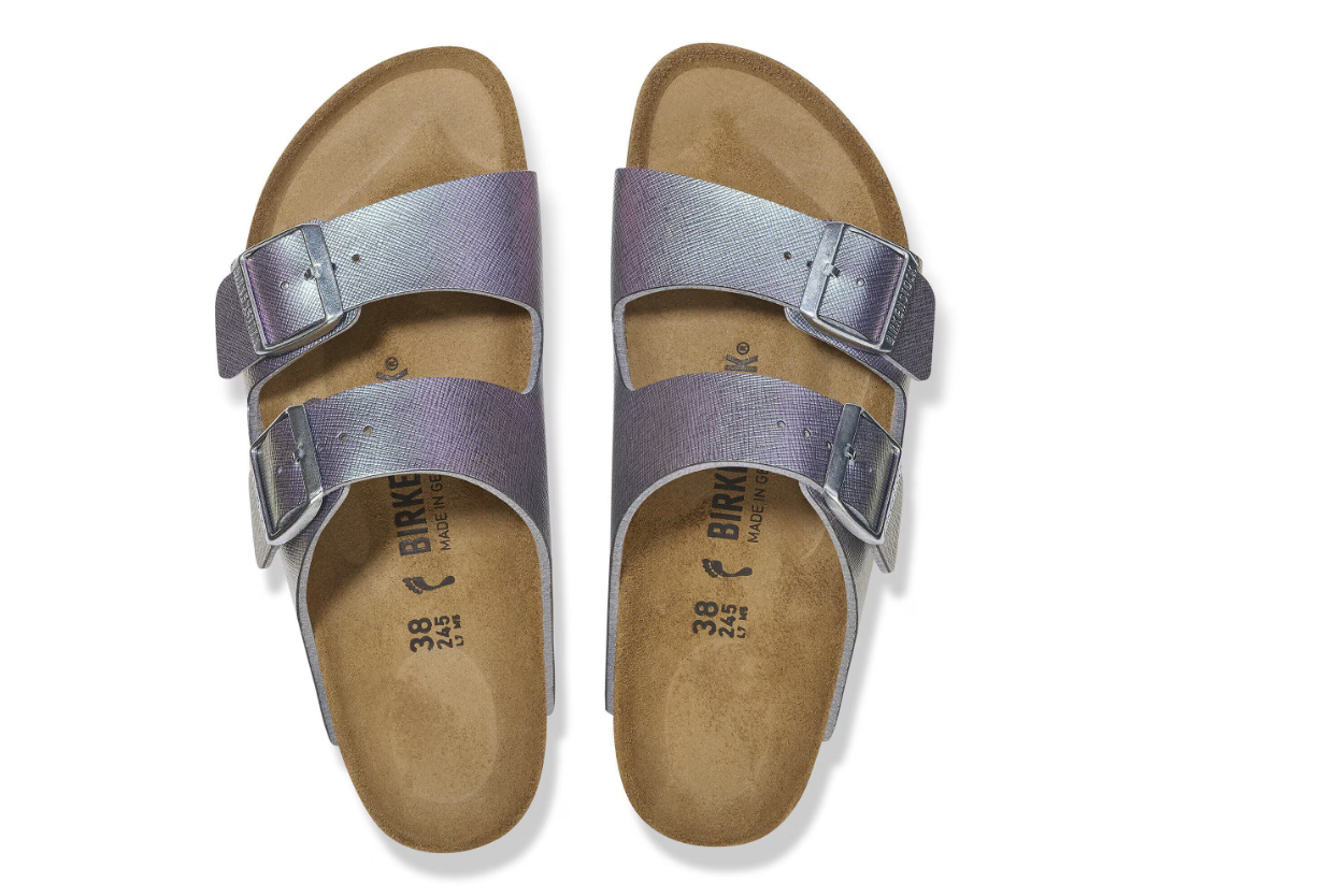 Birkenstock Arizona Birko-Flor Embossed Saffiano Iridescent Viola