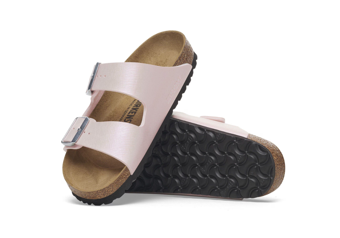 Birkenstock Arizona Birko-Flor Embossed Saffiano Iridescent Light Rose Sandals