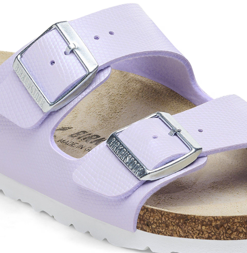 Birkenstock Arizona Birko-Flor Embossed Shiny Lizard Purple Fog Sandals