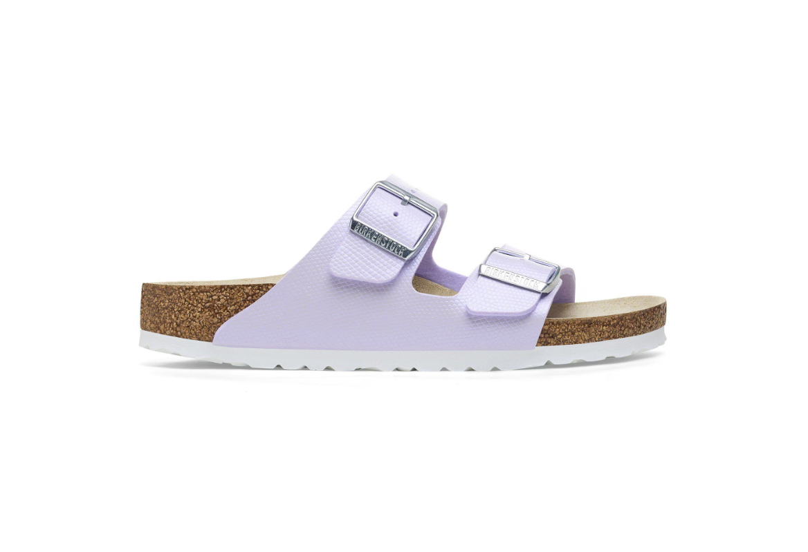 Birkenstock Arizona Birko-Flor Embossed Shiny Lizard Purple Fog Sandals