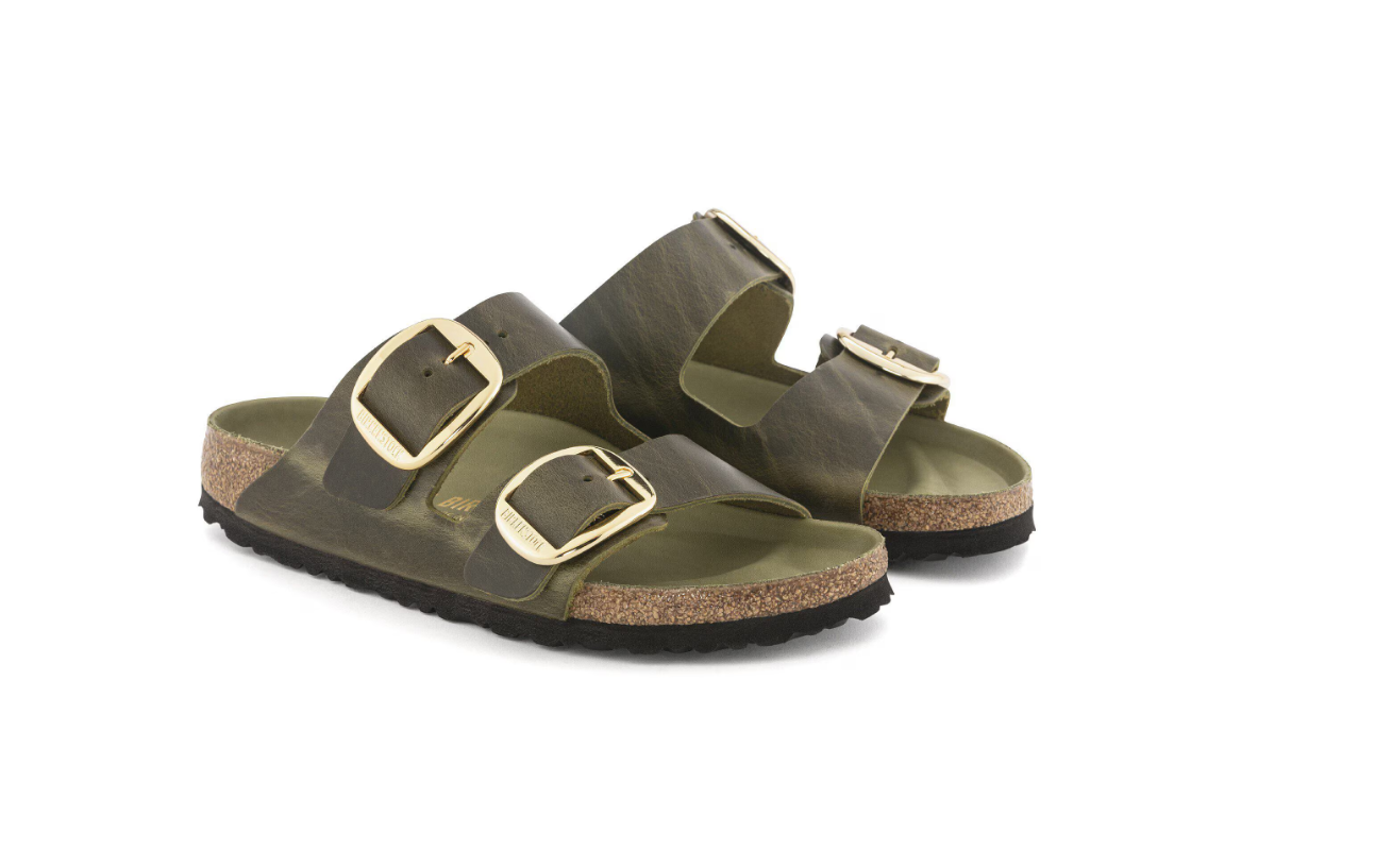 Birkenstock Arizona Big Buckle Oiled Leather Olive Green Sandals